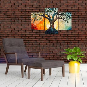 Kép – Mozaik – nap és fa I. (90x60 cm)