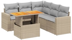 vidaXL 6 részes bézs polyrattan kerti ülőgarnitúra párnával