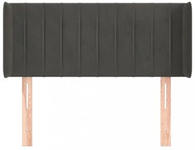 sötétszürke bársony fejtámla szárnyakkal 83x16x78/88 cm