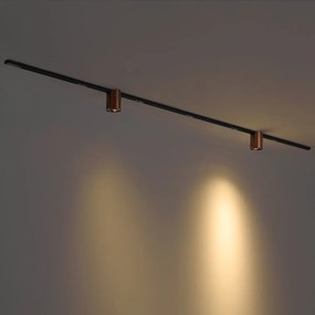 Modern fekete sínrendszer 2 sötét bronz spotlámpával, 1 fázisú - Iconic Rondoo Up