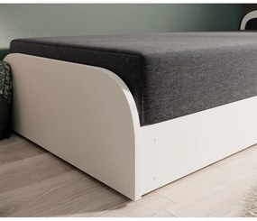 Fehér-sötétszürke kárpitozott-forgácslemez ágyneműtartós egyszemélyes ágy matraccal 80x190 cm Parys – ELTAP