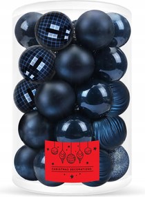 Karácsonyfadísz 8cm Törhetetlen Sötétkék Mintás Karácsonyfadísz 30 db