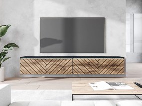 TV szekrény Dlana 180 MDF (fekete grafit + wotan tölgy) (fehér LED világítás). 1106214