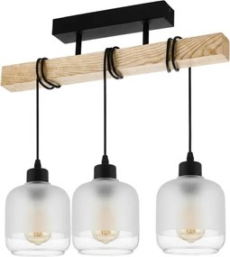 Brilagi - Felületre szerelhető WOOD GLASS csillár 3xE27/60W/230V fenyő/fekete/fehér