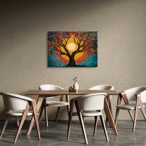 Üveg kép - Nap az élet fájának koronájában (70x50 cm)