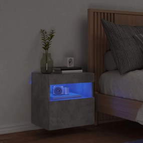 betonszürke falra szerelhető TV-szekrény LED-del 40x30x40 cm