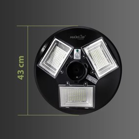 LED Napelemes utcai lámpa érzékelővel LED/15W/6V 6500K IP65 fekete + távirányító