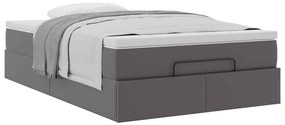 Ottomán ágykeret matraccal Szürke 120x190 cm műbőr 120x190 cm