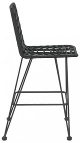 2 db bárszék fekete polietilén rattan és acél 45x56x103,5 cm