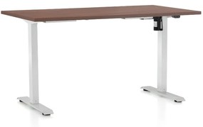 OfficeTech A állítható magasságú asztal, 140 x 80 cm, fehér alap, dió