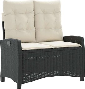 vidaXL fekete polyrattan dönthető kerti pad párnával