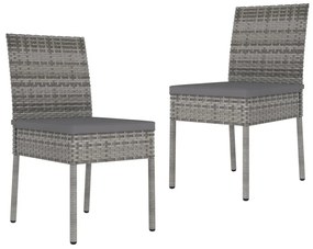 2 db szürke polyrattan kerti étkezőszék