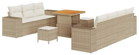 vidaXL Kerti Kanapé Szett párnával 10 pcs Beige és krém Poly Rattan