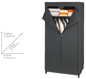 Fekete szövet tárolószekrény, 160 x 50 x 75 cm - Wenko