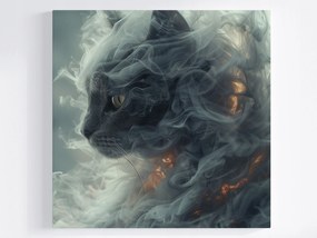Poszter Absztrakt Szürke Macska Füst Tűz Mágia Varázslat 80x80
