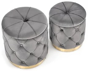 KÉSZLET 2x Taburet POLLY átm. 40/44 cm szürke/arany