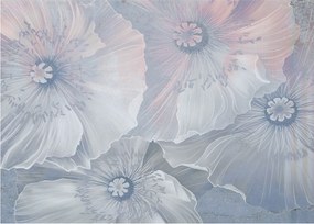 Kép - Kék virágok a falon (üvegen) (70x50 cm)