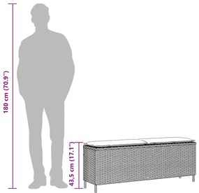 bézs polyrattan kerti pad párnával 110x30x40,5 cm