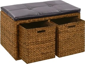 vidaXL barna tengerifű pad 2 kosárral 71 x 40 x 42 cm