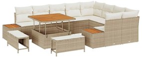 Kerti Kanapé Szett párnával tárolóval 12 pcs Bézs Poli rattan
