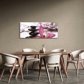 Masszázs kövek és orchideák képe (120x50 cm)