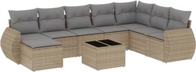 vidaXL 9 részes bézs polyrattan kerti ülőgarnitúra párnákkal