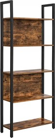 Nyitott álló könyvespolc loft polcokkal vintyge tölgy rusztikus fekete