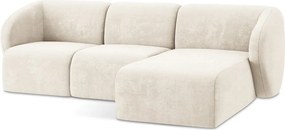 Bézs zsenília sarokkanapé (jobb oldali-heverő résszel) Lani – Makamii