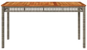 szürke polyrattan és akácfa kerti asztal 140 x 80 x 75 cm