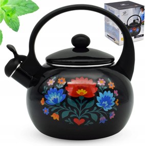 Hagyományos Vízforraló Zománcozott Síppal 2.2 L Fekete Népi Acél Meyerhoff