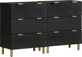 vidaXL 2db fekete szerelt fa tálalóasztal 60 x 33 x 75 cm