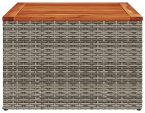 szürke polyrattan és akácfa kerti asztal 55 x 55 x 37 cm