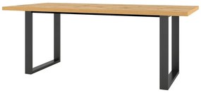 Asztal Austin K104Wotan tölgy, Fekete, 76x100x200cm, Laminált forgácslap, Fém