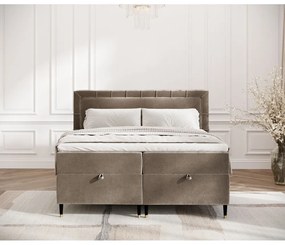 Bézs ágyneműtartós boxspring ágy 180x200 cm Voyage – Maison de Rêve