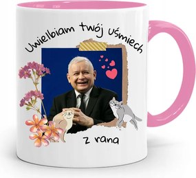 Rózsaszín Vicces Bögre Jaroslaw Kaczynski fényképes nyomattal