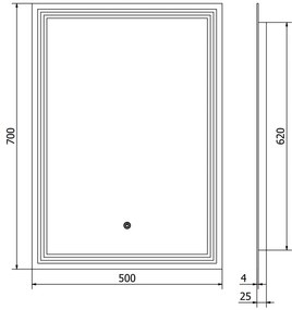 Mexen Taco, LED fürdoszobai tükör háttérvilágítással 50x70 cm, 6000K, páramentes, 9805-050-070-611-00