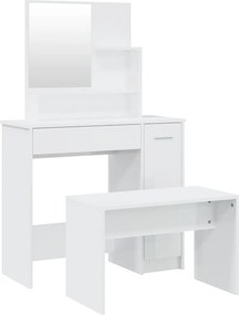 vidaXL magasfényű fehér fésülködőasztal-szett 86,5 x 35 x 136 cm