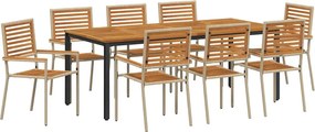 vidaXL Kert étkező szett 9 pcs Beige és barna polirattan