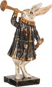 Nyuszi dekoráció trombitával 8x4x12 cm