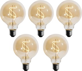 5 darabos E27 szabályozható LED spirál izzószálas G95 4W 270LM 2700K