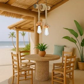 Brilagi - Csillár láncon KOS 2xE27/60W/230V bükkfa