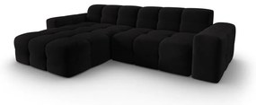 Fekete bársony sarokkanapé (bal oldali) Kendal – Micadoni Home