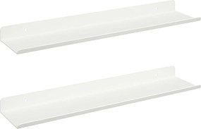 vidaXL Lebegő polc Falra szerelhető 2 pcs Fehér 40 x 9 x 2,5 cm Acél