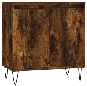 Füstös tölgy színű szerelt fa fürdőszobaszekrény 58x33x60 cm