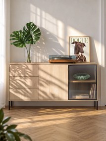 Harmona komód 160 cm fiókokkal és világítással - lindberg tölgy