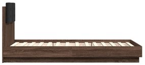 barna tölgy színű ágykeret fejtámlával és LED-ekkel 75 x 190 cm