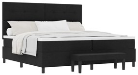Boxspring ágy matraccal és paddal fekete 200x200 cm szövet