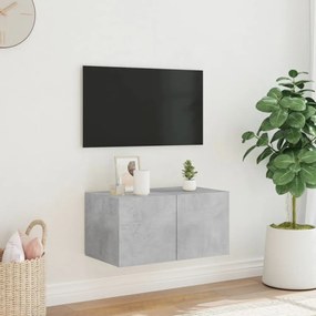 betonszürke falra szerelhető TV-szekrény LED-del 60x35x31 cm