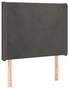 sötétszürke bársony LED-es fejtámla 103x16x118/128 cm