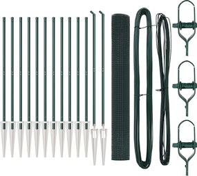 vidaXL Kerítésoszlop Zöld 25 x 1,2 m (16 x 16 mm háló) Acél és PVC